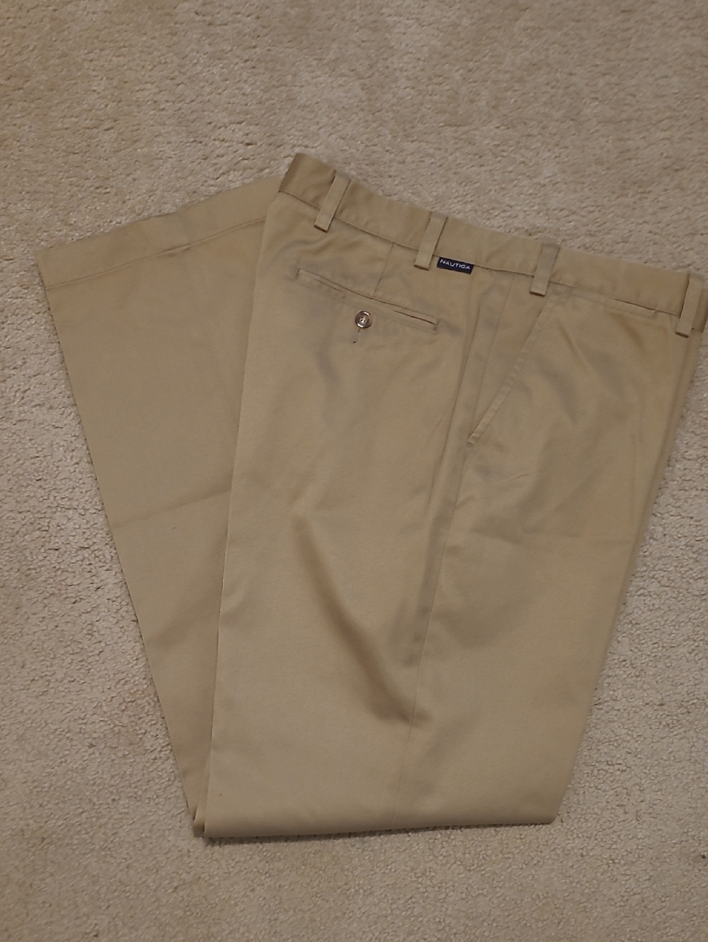 Nautica Men's Tan Flat-Front